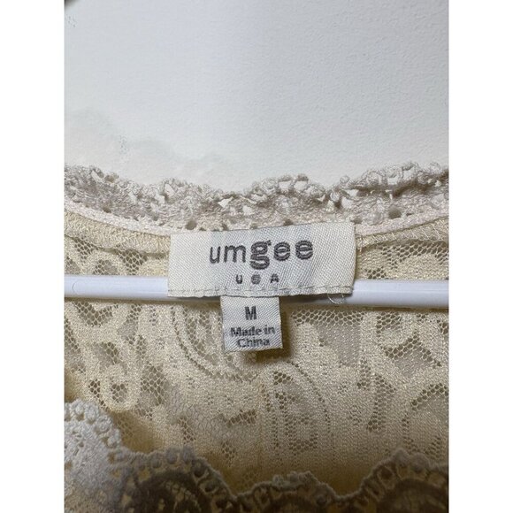 UMGEE Ivory Lace Dress 3/4 Sleeve MEDIUM Bachelorette Ethereal Boho Romantic - Picture 4 of 7